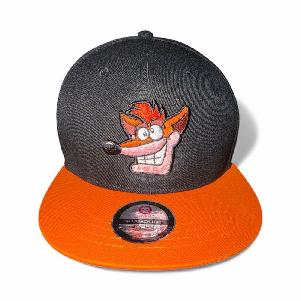 Crash Bandicoot Snapback Hat - Black and Orange